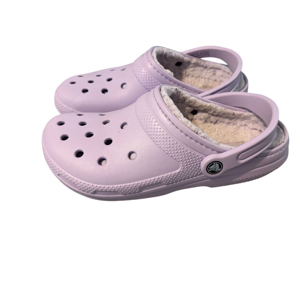 Crocs Classic Lined Clogs Lavender Purple Fuzzy Women's 9 Cozy Casual Athleisure - Picture 3 of 6